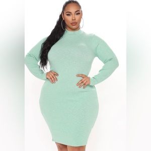 #Fashion Nova
Linsey Sweater Midi Dress - Sage
Size: 1X
New w/ Tag